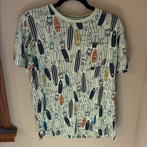 Free Planet Multicolor Surfboard Print Short Sleeve Tee